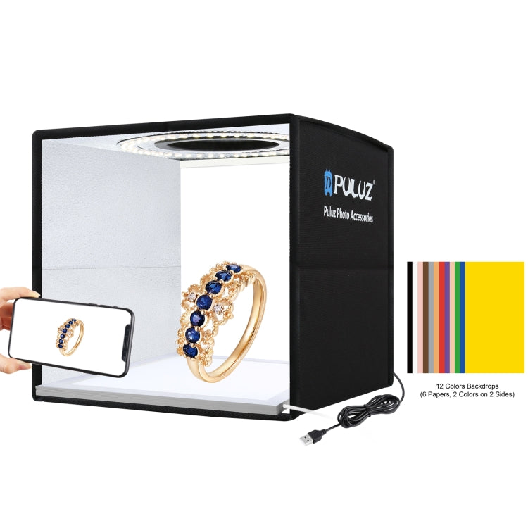PULUZ Portable LED Photo Studio Tent Kit with Shadowless Lighting and 12 Backdrops