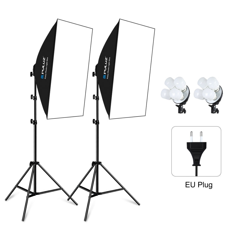 PULUZ Softbox Lighting Kit 2 PCS 50x70cm with 8 x E27 20W Bulbs and Carrying Bag - Professional Photo Studio Photography Light Equipment