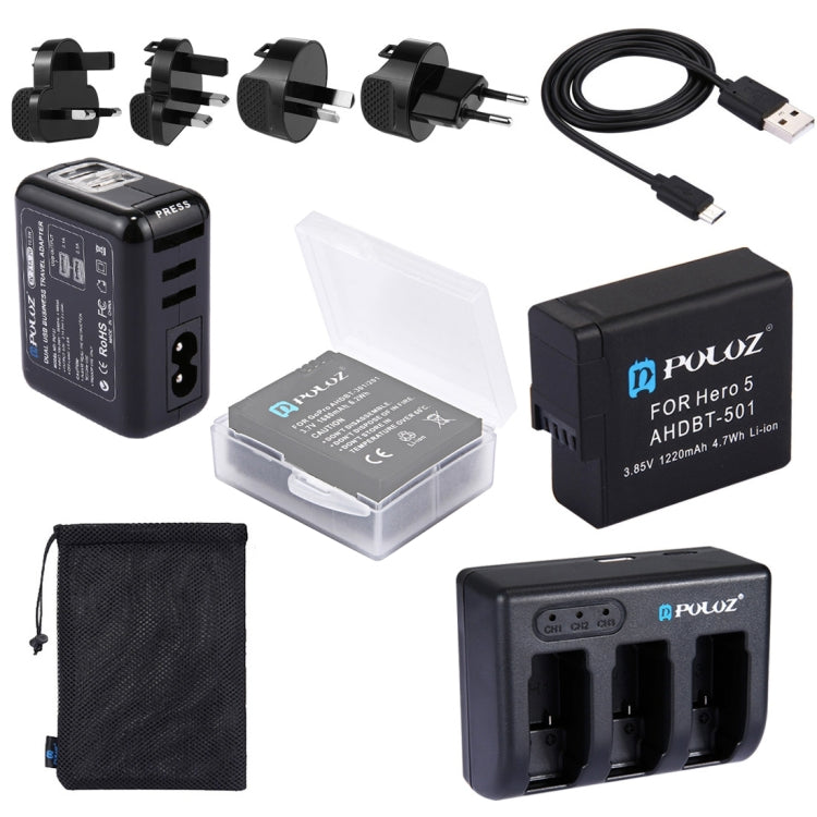 PULUZ 10-in-1 Battery and Charger Kit for GoPro HERO7/6/5