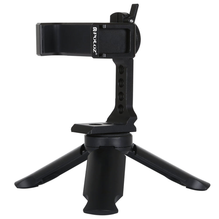 PULUZ Folding Plastic Tripod with Horizontal/Vertical Shooting Metal Clamp for Smartphones
