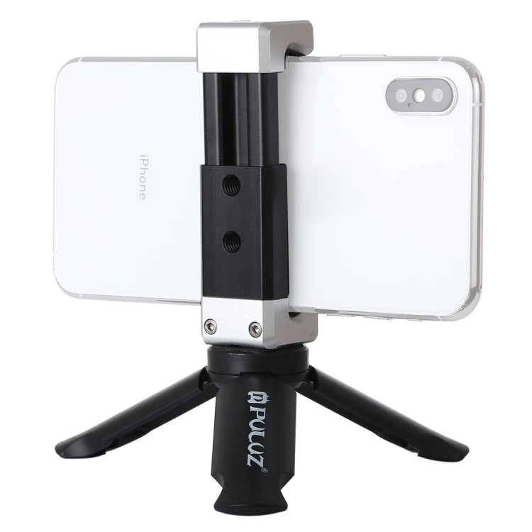 PULUZ Folding Plastic Tripod and Aluminum Alloy Clamp Bracket with Cold Shoe for Smartphones