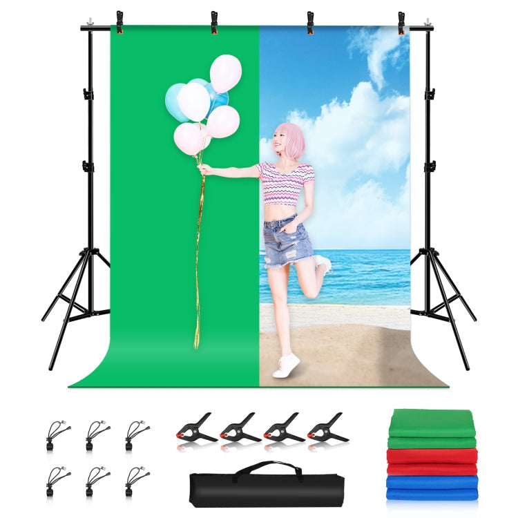 PULUZ 2x2m Photo Studio Background Support Stand Kit with Backdrops in Red, Blue, and Green