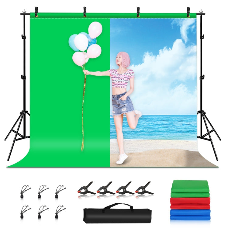 PULUZ Photo Studio Background Support Stand Kit with Red / Blue / Green Polyester Backdrops
