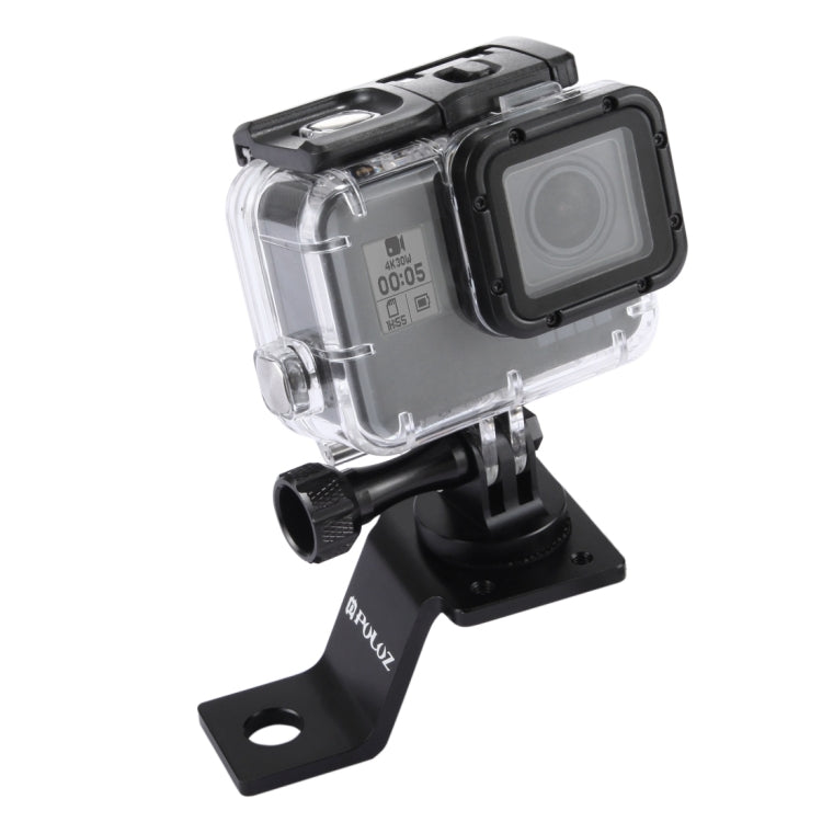 PULUZ Aluminum Alloy Motorcycle Fixed Holder Mount for GoPro and DJI Osmo Action Cameras (Black)