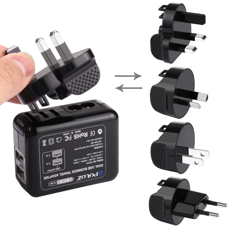 Portable 2 Ports USB Wall Charger Set with International Travel Power Adapters for GoPro Cameras