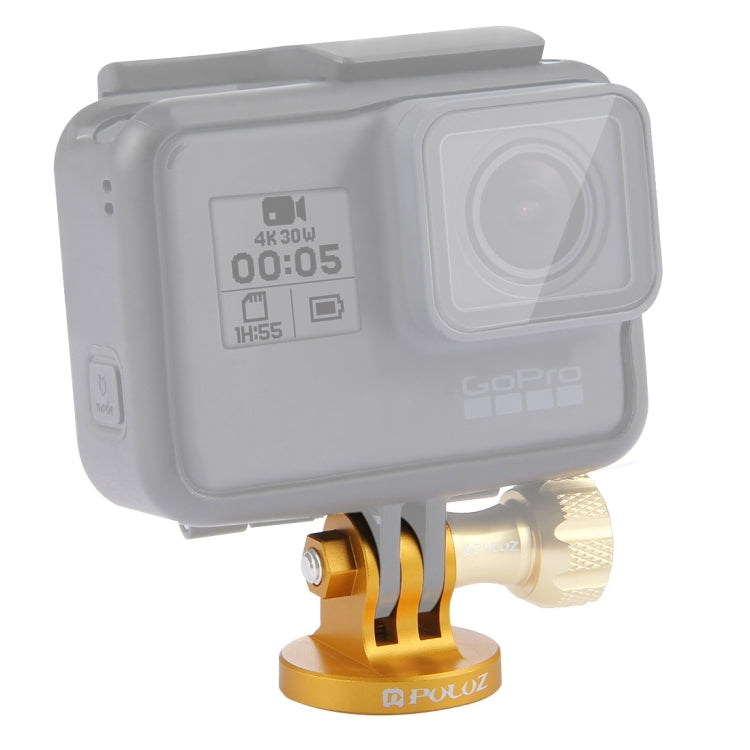 PULUZ 1/4 inch Screw Hole Tripod Mount CNC Adapter for Action Cameras (Gold)