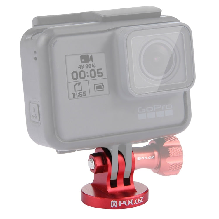 PULUZ 1/4 inch Screw Hole Tripod Mount CNC Adapter for Action Cameras (Red)