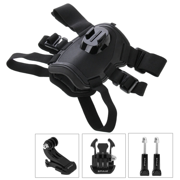 PULUZ Hound Dog Fetch Harness Adjustable Chest Strap Mount for Action Cameras (Black)