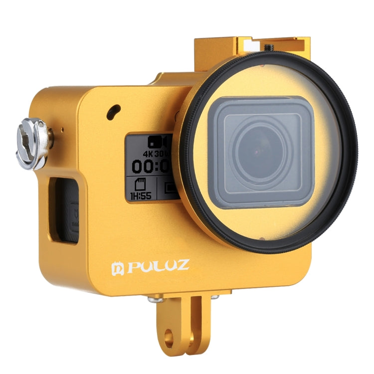 PULUZ CNC Aluminum Alloy Protective Cage for GoPro HERO(2018) /7 Black /6 /5 with 52mm UV Lens