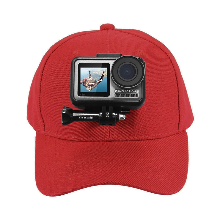 Red PULUZ Baseball Hat with J-Hook Buckle Mount & Screw for GoPro and Other Action Cameras