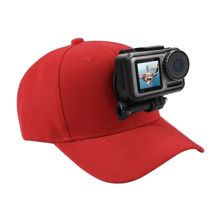 Red PULUZ Baseball Hat with J-Hook Buckle Mount & Screw for GoPro and Other Action Cameras