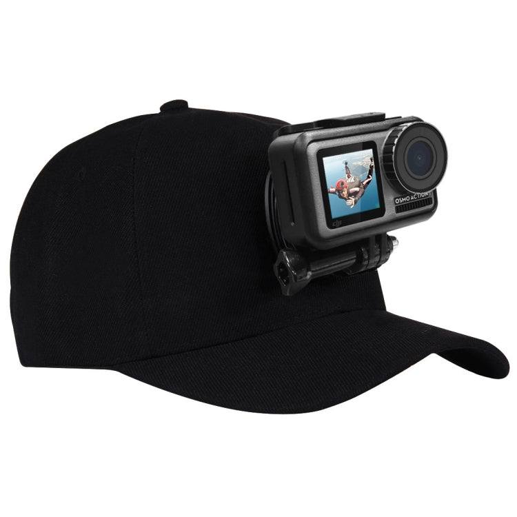 Hands-Free Baseball Hat with J-Hook Mount for GoPro and Action Cameras (Black)