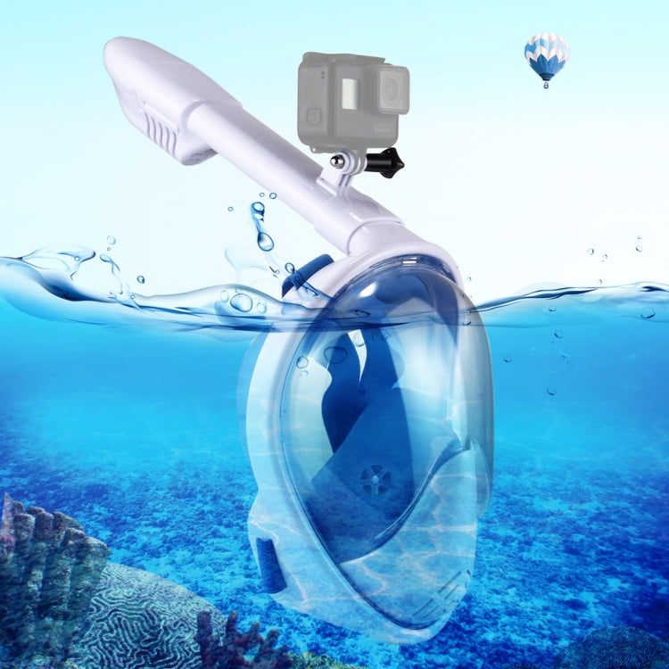 PULUZ 260mm Tube Water Sports Diving Equipment Full Dry Snorkel Mask for Action Cameras, S/M Size(Blue)