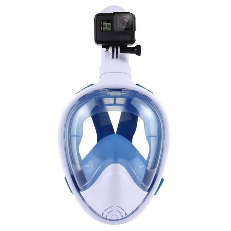 PULUZ 260mm Tube Water Sports Diving Equipment Full Dry Snorkel Mask for Action Cameras, S/M Size(Blue)