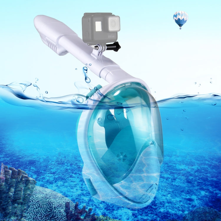 PULUZ 260mm Water Sports Diving Equipment Full Dry Snorkel Mask with Action Camera Mount (Green, L/XL Size)