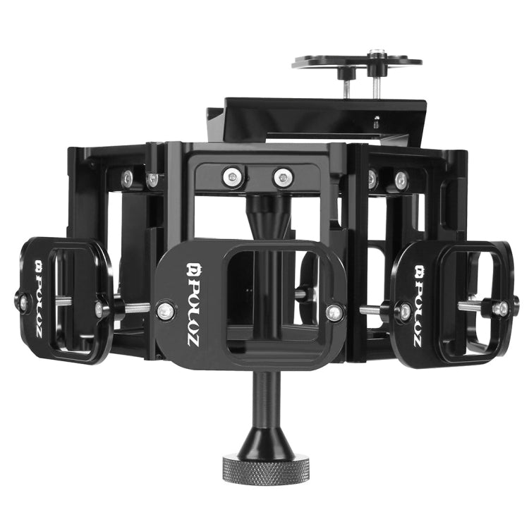 PULUZ 8 in 1 All View Panorama Frame CNC Aluminum Alloy Protective Cage with Screw for GoPro HERO7/6/5 (Black)