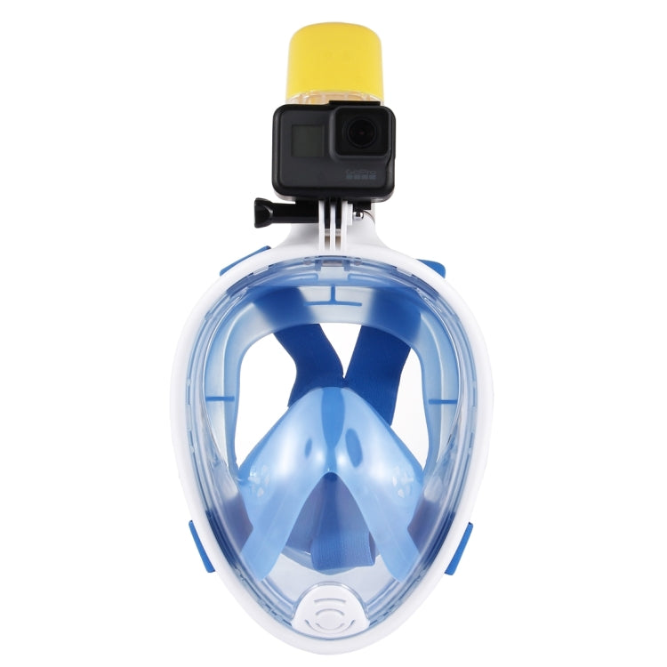 PULUZ 220mm Water Sports Full Dry Snorkel Mask with Action Camera Mount, S/M Size(Blue)