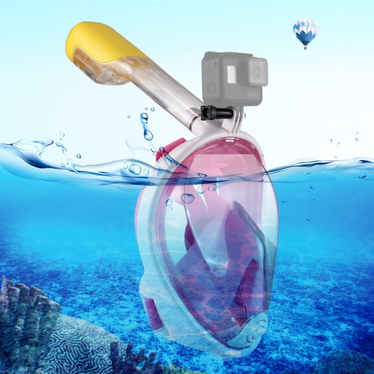 PULUZ 220mm Tube Water Sports Diving Equipment Full Dry Snorkel Mask - L/XL Size (Pink)