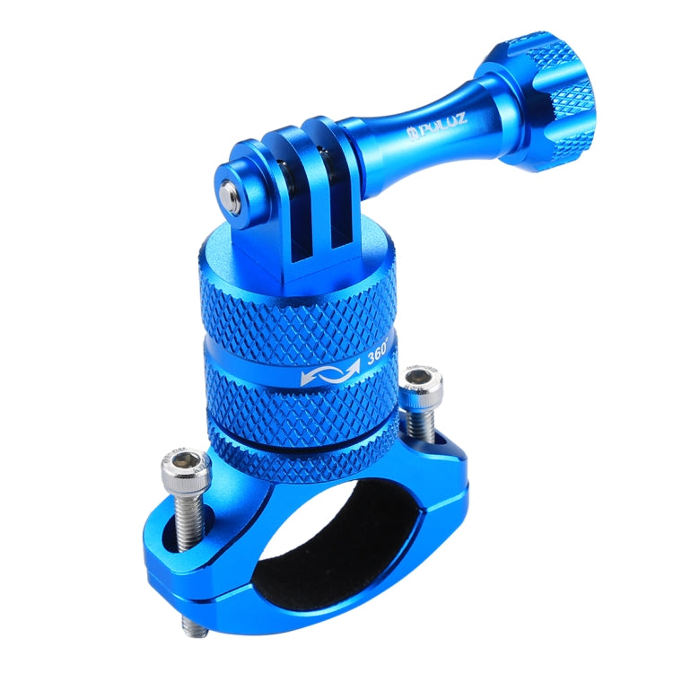 PULUZ 360 Degree Rotation Bike Aluminum Handlebar Adapter Mount for Action Cameras and Smartphones (Blue)