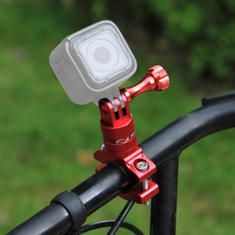 PULUZ 360 Degree Rotation Bike Aluminum Handlebar Adapter Mount for Action Cameras (Red)
