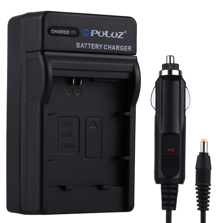 PULUZ Car and AC Adapter Digital Camera Battery Charger for Sony NP-FW50 Battery