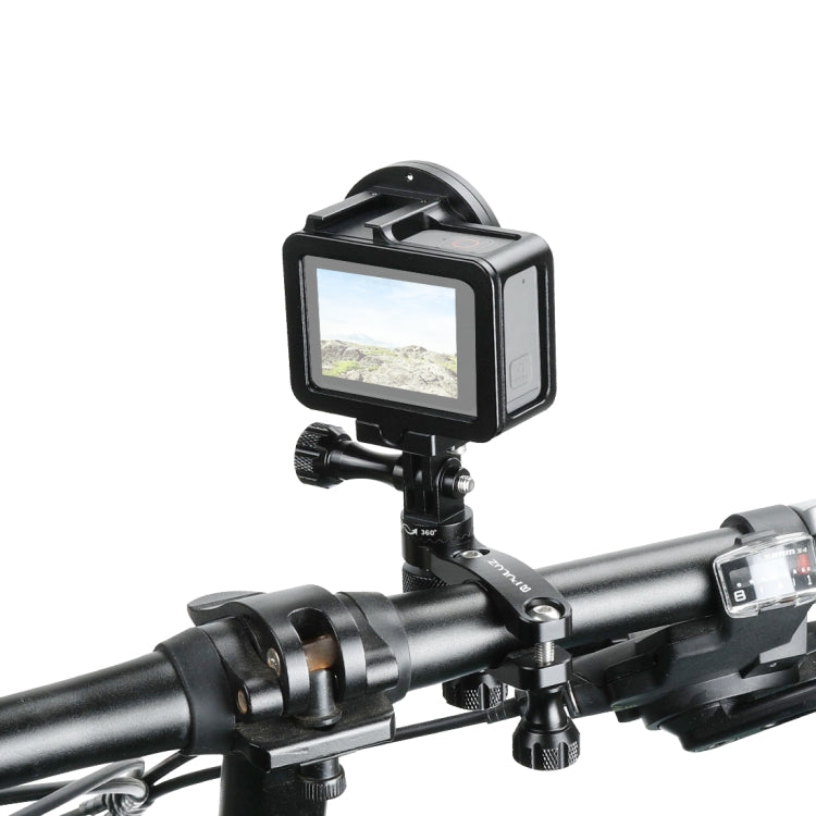 PULUZ 360 Degree Rotation Bike Aluminum Handlebar Adapter Mount for Action Cameras (Black)