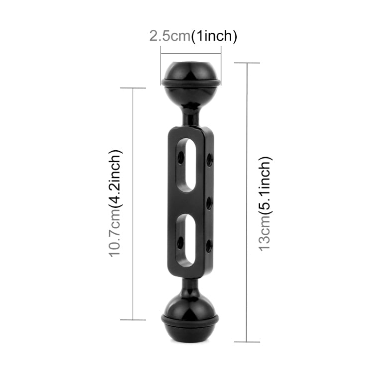 PULUZ 5.1 inch 13cm Aluminum Alloy Dual Balls Arm, Ball Diameter: 25mm (Black)