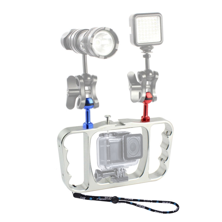 PULUZ Dual Handheld Diving Light Arm - Aluminum Mount for Action Cameras (Silver)