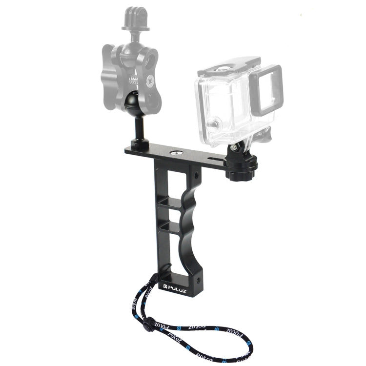 PULUZ CNC Aluminum Single Hand Diving Photography Bracket Handheld Holder, Compatible with DJI Osmo Action, GoPro, Xiaoyi, and Other Action Cameras