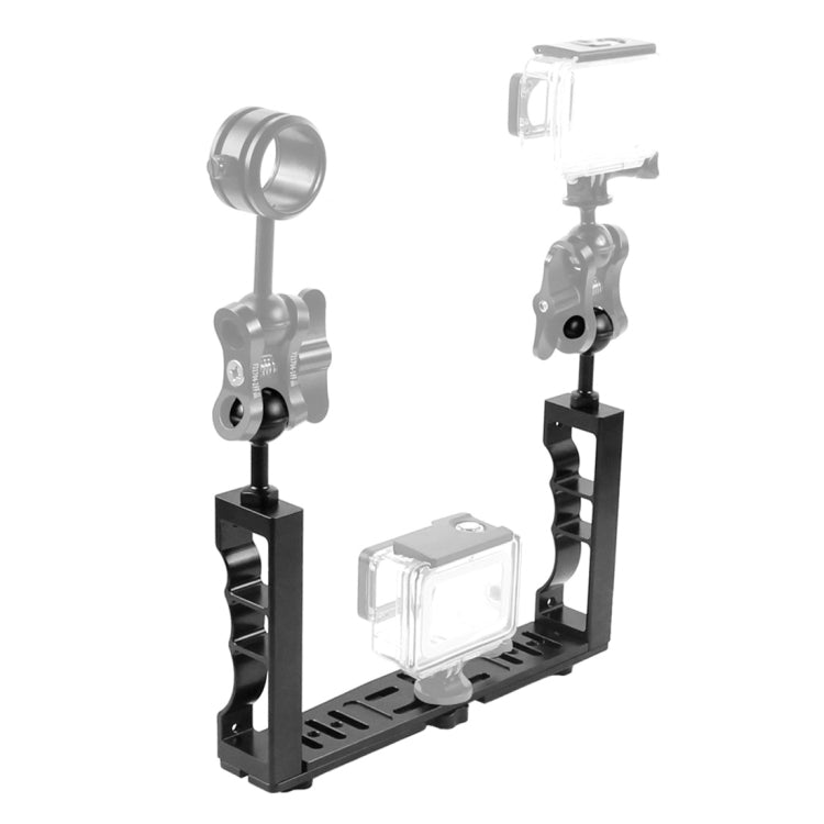PULUZ Adjustable Dual Hand-held Aluminum Lamp Arm Holder for Action Cameras