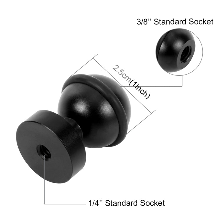 PULUZ CNC Aluminum Ball Head Adapter Mount for Action Cameras (Black, 2.5cm Diameter)