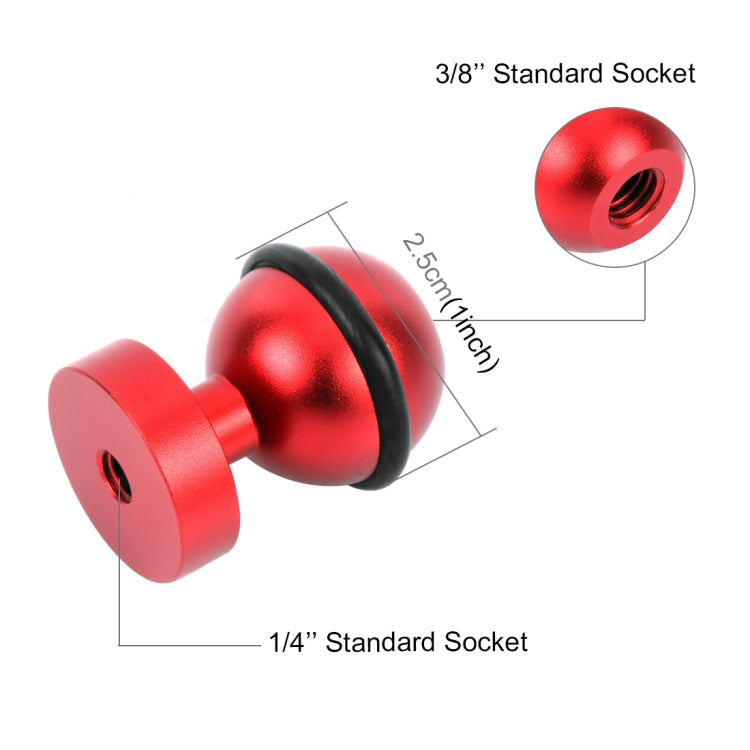 PULUZ CNC Aluminum Ball Head Adapter Mount for Action Cameras - Red