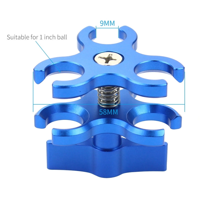 PULUZ Triple Ball Clamp Open Hole Diving Camera Bracket - Blue