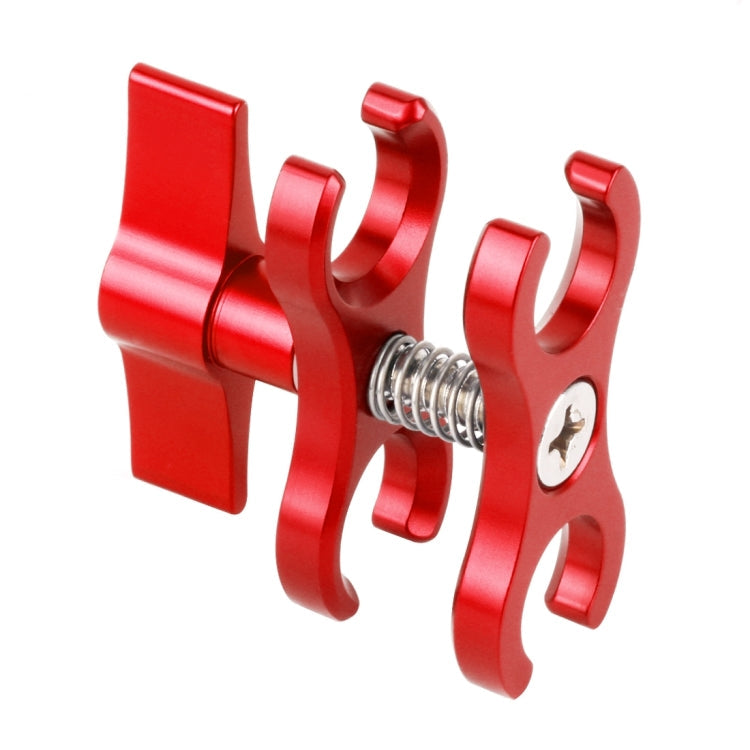 PULUZ Dual Ball Clamp Open Hole Diving Camera Bracket for Underwater Photography (Red)