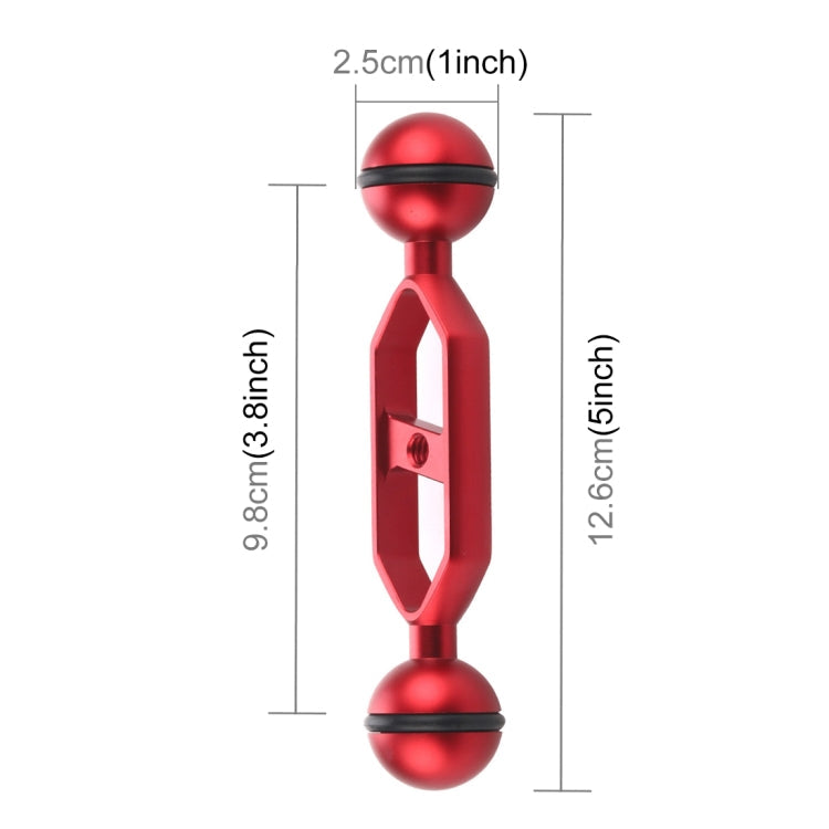 PULUZ 5.0 inch 12.6cm Aluminum Alloy Dual Balls Arm - Red