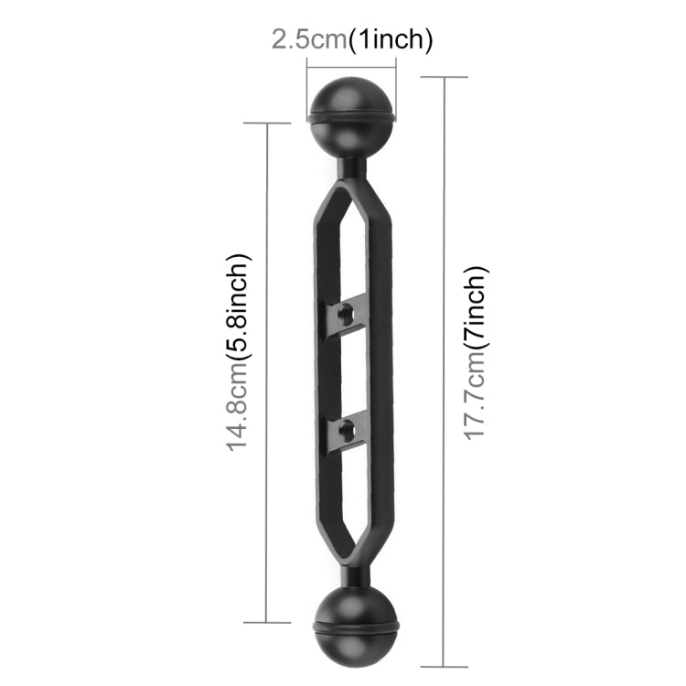 PULUZ 7.0 inch Aluminum Alloy Dual Balls Arm for Underwater Photography and Videography