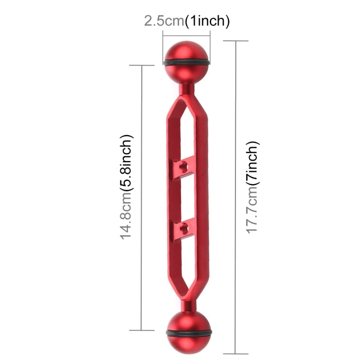 PULUZ 7.0 inch 17.7cm Red Aluminum Alloy Dual Balls Arm, 25mm Ball Diameter