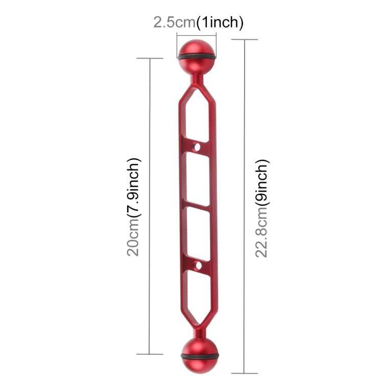 PULUZ 9.0 inch 22.8cm Aluminum Alloy Dual Balls Arm - Red