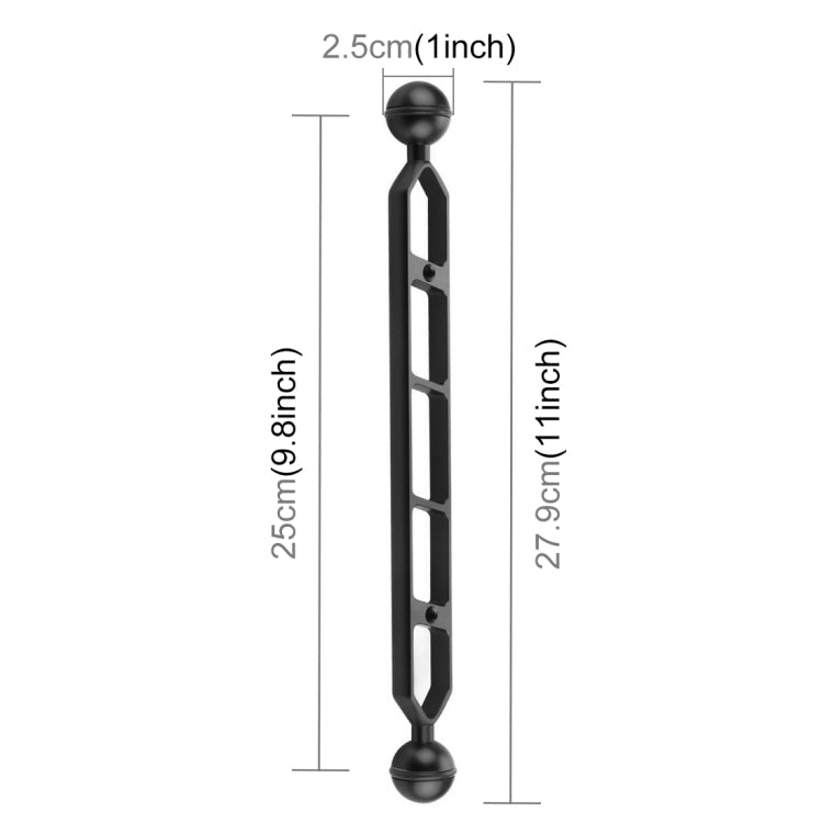 PULUZ 11.0 inch 27.9cm Aluminum Double Ball Arm with 25mm Ball Diameter (Black)