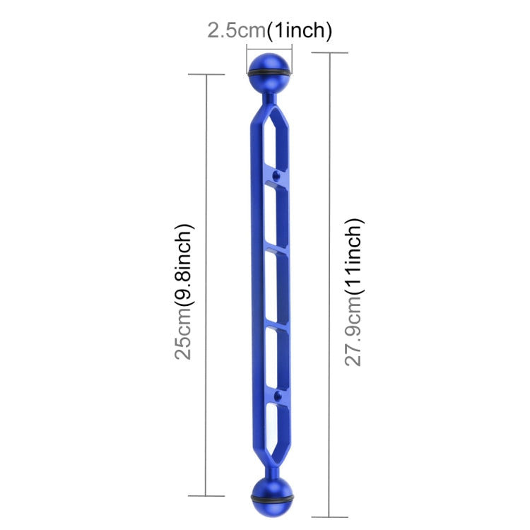 PULUZ 11.0 inch Aluminum Alloy Dual Balls Arm - Blue