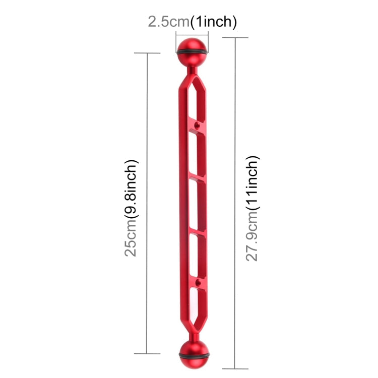PULUZ 11.0 inch 27.9cm Aluminum Alloy Dual Balls Arm with 25mm Ball Diameter (Red)