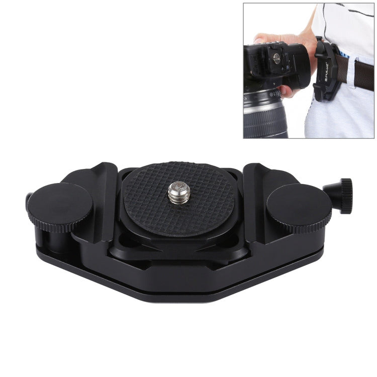 PULUZ Camera Clip: Durable Aluminum Quick Release Clip with Plate (Black)