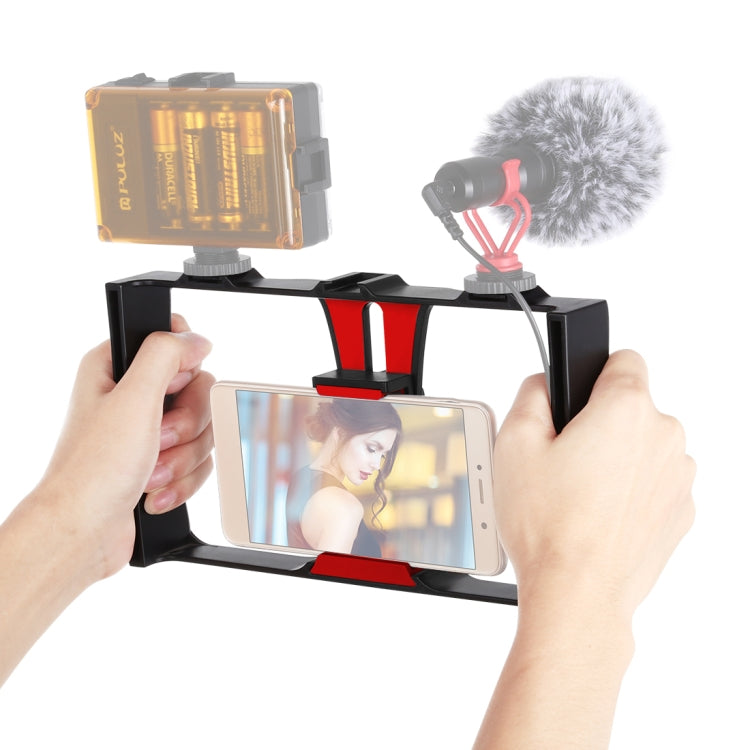 PULUZ Vlogging Live Broadcast Smartphone Video Rig with Enhanced Grip and Professional Functionality (Red)