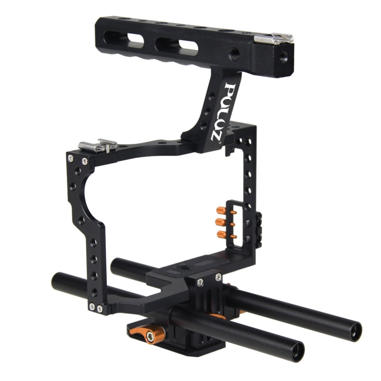 PULUZ Camera Cage Handle Stabilizer for Sony A7 Series, A6000, A6500, A6300, and Panasonic Lumix DMC-GH4 (Orange)