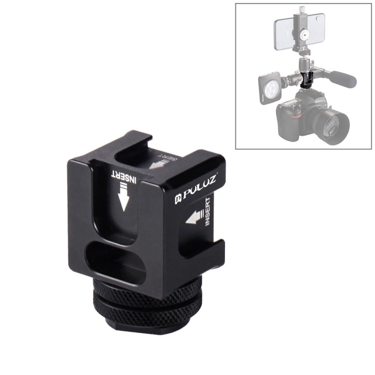 PULUZ 4-Head Hot Shoe Mount Adapter: Versatile Aluminum Alloy Bracket for Microphones and Flashlights