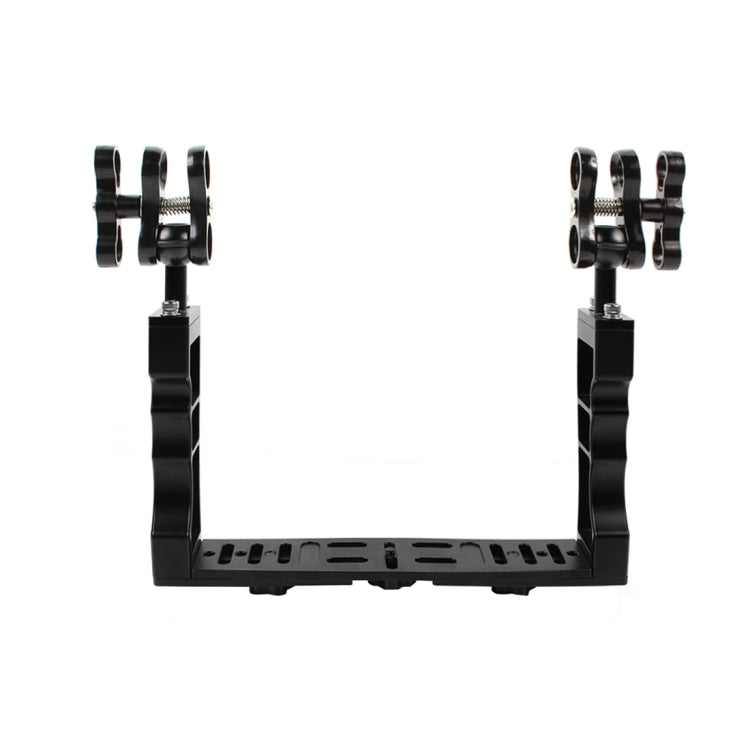 PULUZ Dual Handle Aluminum Tray Stabilizer with Dual Ball Aluminum Alloy Clamp for Underwater Camera Housings