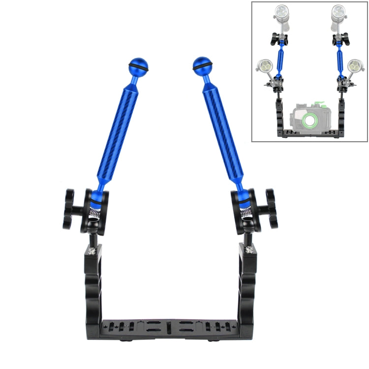 PULUZ Underwater Camera Stabilizer Kit with Dual Handle Tray and 7 inch Floating Arm (Blue)
