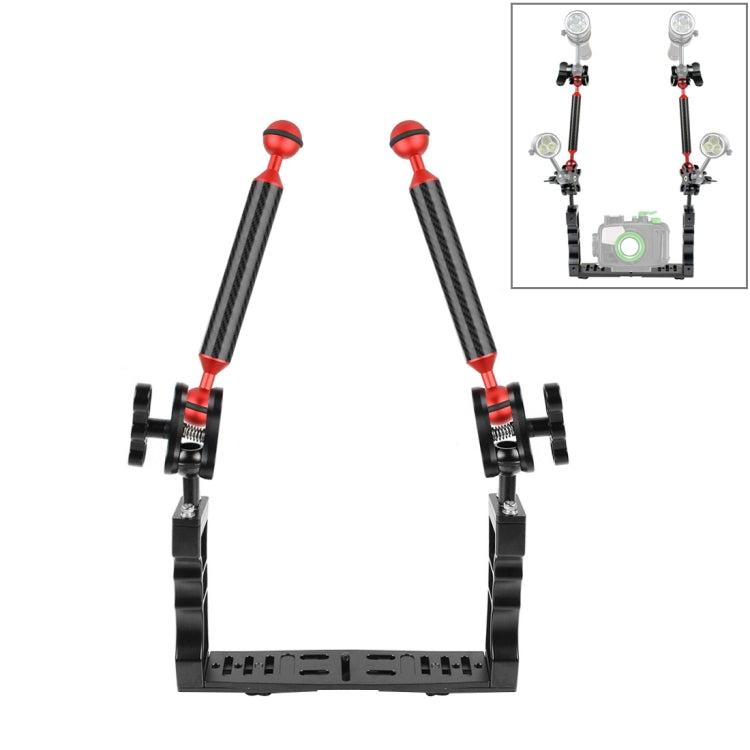 PULUZ Underwater Camera Stabilizer Kit with Dual Handle Tray and Floating Arms (Red)