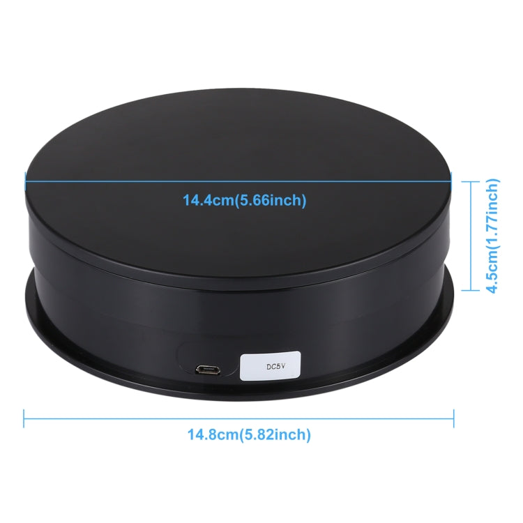 PULUZ 15cm USB Electric Rotating Turntable Display Stand for Photography and Product Displays - Black