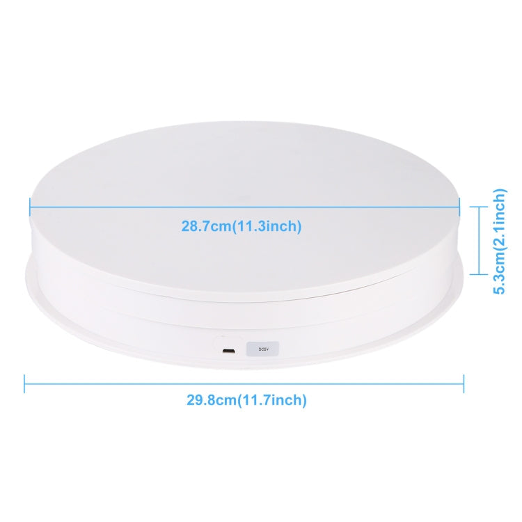 PULUZ 30cm USB Electric Rotating Turntable Display Stand for Photography and Videography (White)